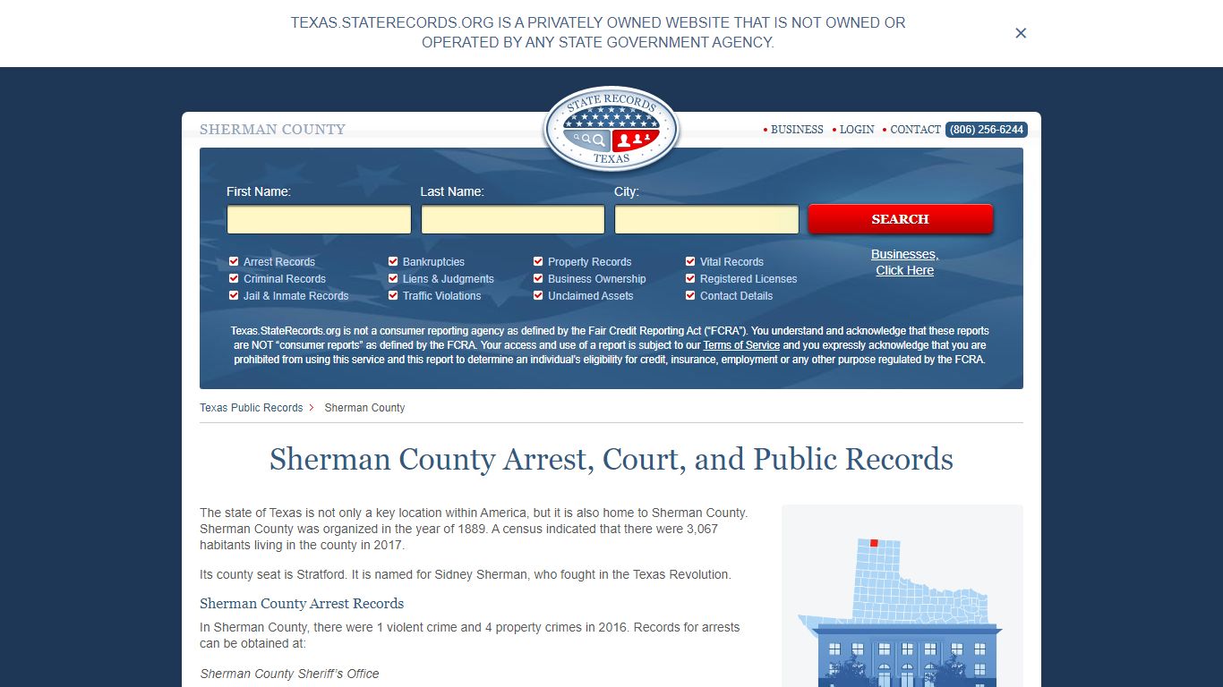 Sherman County Arrest, Court, and Public Records