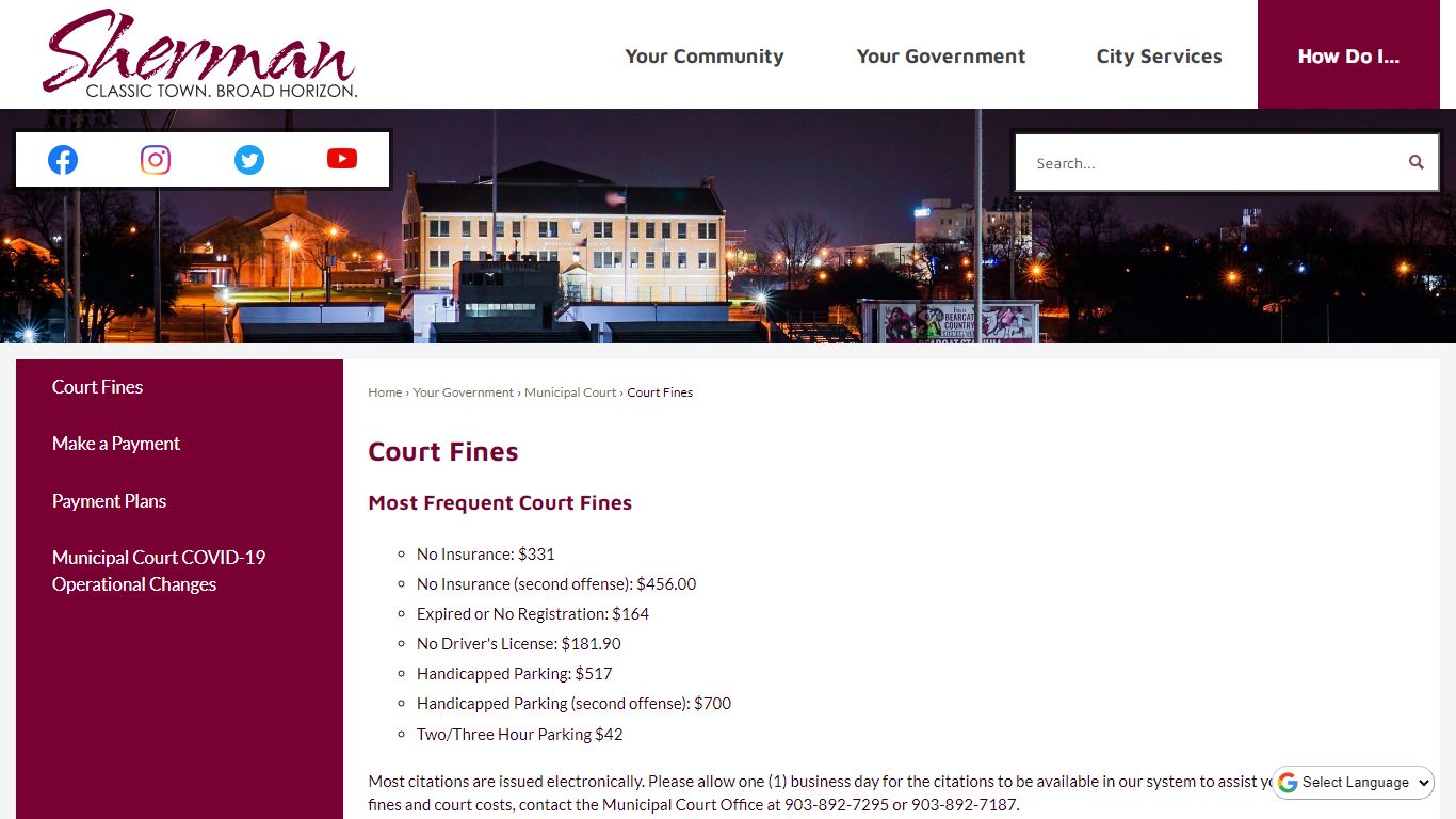 Court Fines | Sherman, TX - Official Website